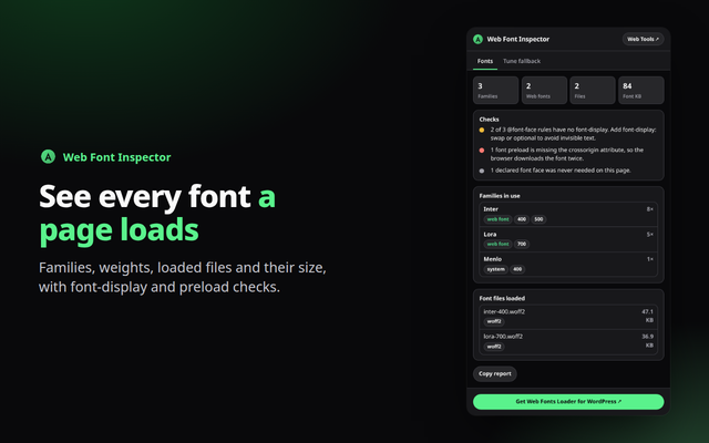 Web Font Inspector extension screenshot